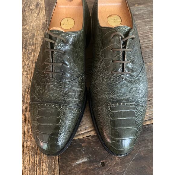 Mauri Green Ostrich Leather Oxford Dress Casual Shoes Size 9M JP main image 9